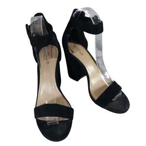 ALDO! BLACK GENUINE SUEDE LEATHER DUAL STRAP CHUNKY HEEL SANDALS, HEELS! SZ 7.5M